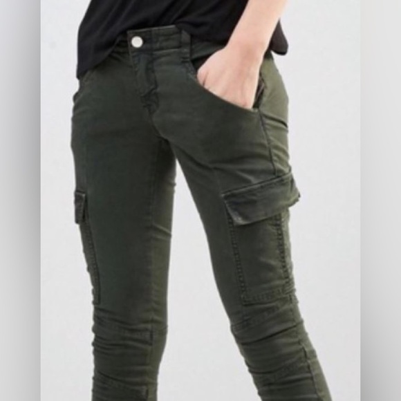 JBRAND Houlihan Army Green Skinny Cargo Jeans Size 25 - Picture 3 of 15